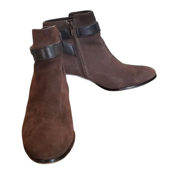 Coach Womens Brown Suede Ankle Boots With Black Leather Straps - Picture 3 of 7